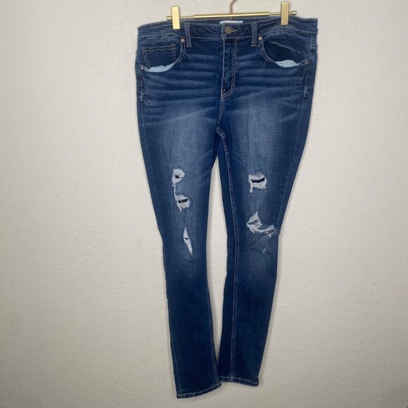 BKE Denim - BKE Payton Mid-Rise Skinny Jeans 32 x 31.5 Distressed Blue Denim Universal Fit